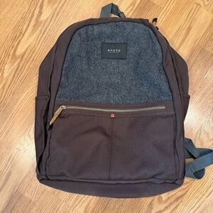 State Nevins Backpack in brown with gray felt insert‎